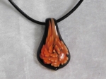 Glass Necklace Style 3 Orange 3mm Leather Cord